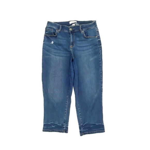 Lane Bryant High Rise Straight Crop Distressed Women's size 14 Blue Denim Jeans